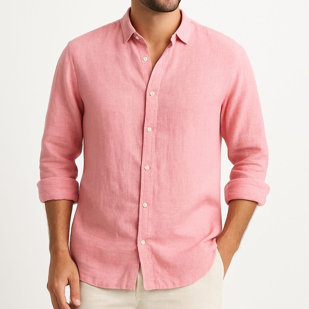 Murano Pink 100% Linen Button Front Shirt XL Coastal Resortwear Casual Beachy Cr